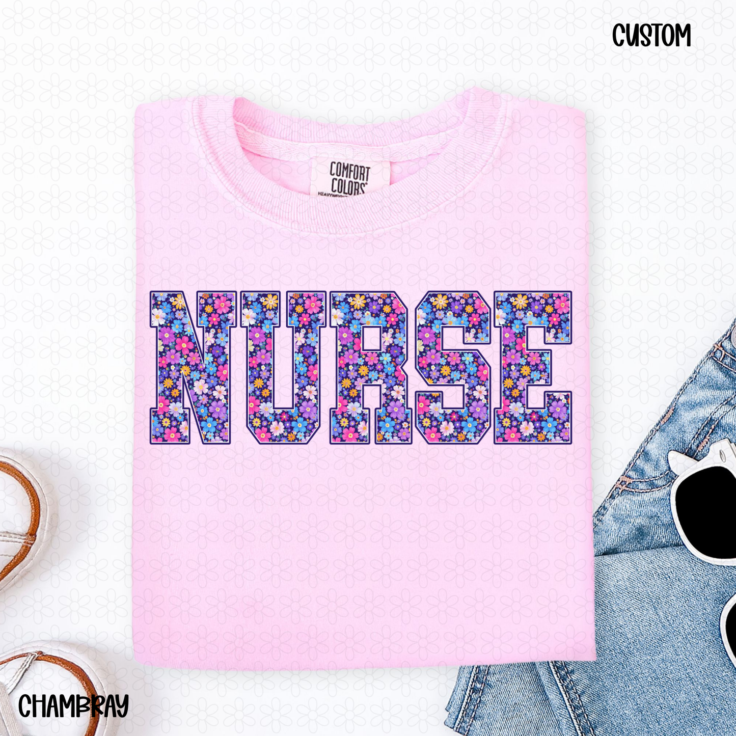 Purple Flower Custom Names Completed Tee