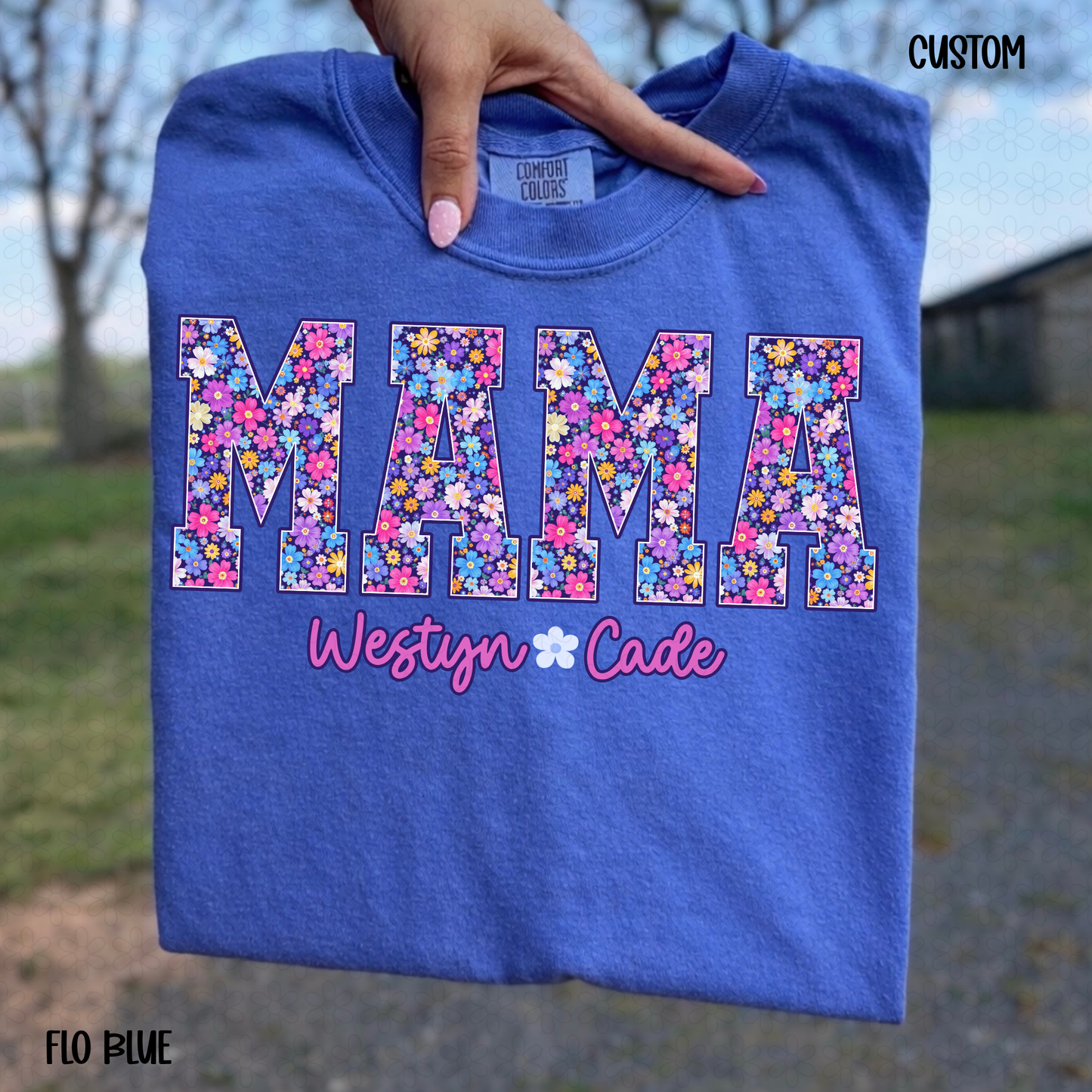 Purple Flower Custom Names Completed Tee