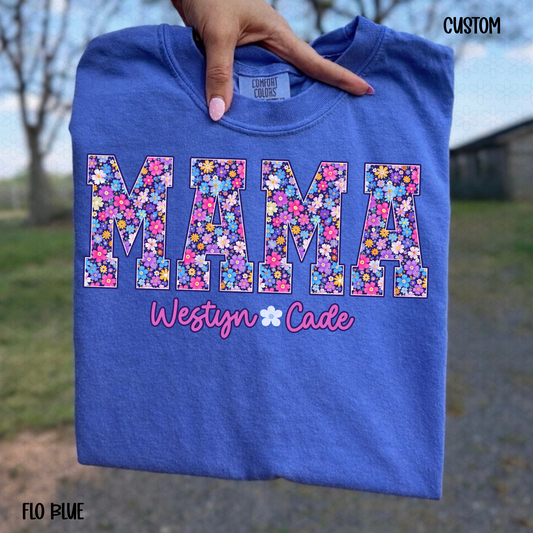 Purple Flower Custom Names DTF Transfer