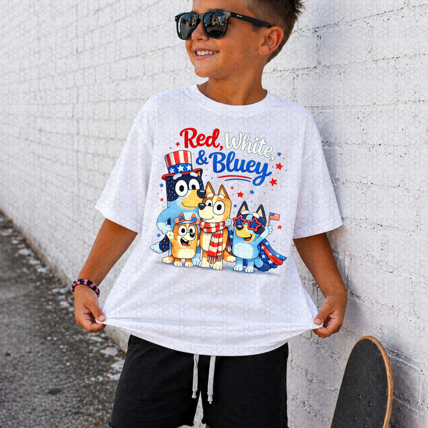 RED WHITE & BLUEY Completed Tee