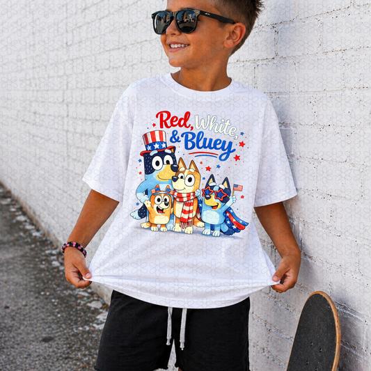 RED WHITE & BLUEY Completed Tee