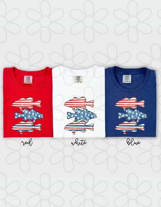 RWB Stars and Stripes Fish DTF Transfer