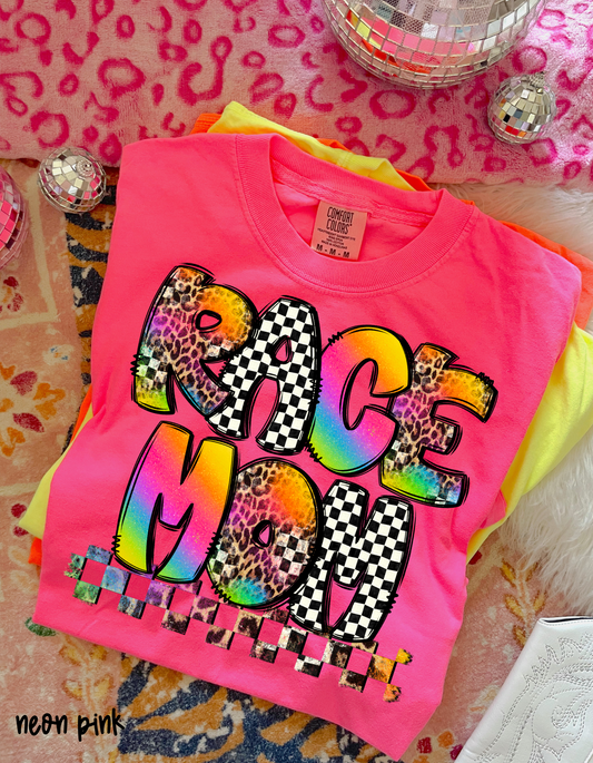 Race Mom Leopard Checkered DTF Transfer