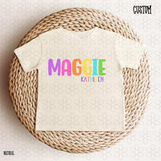 Rainbow Custom Name Kids Completed Tee