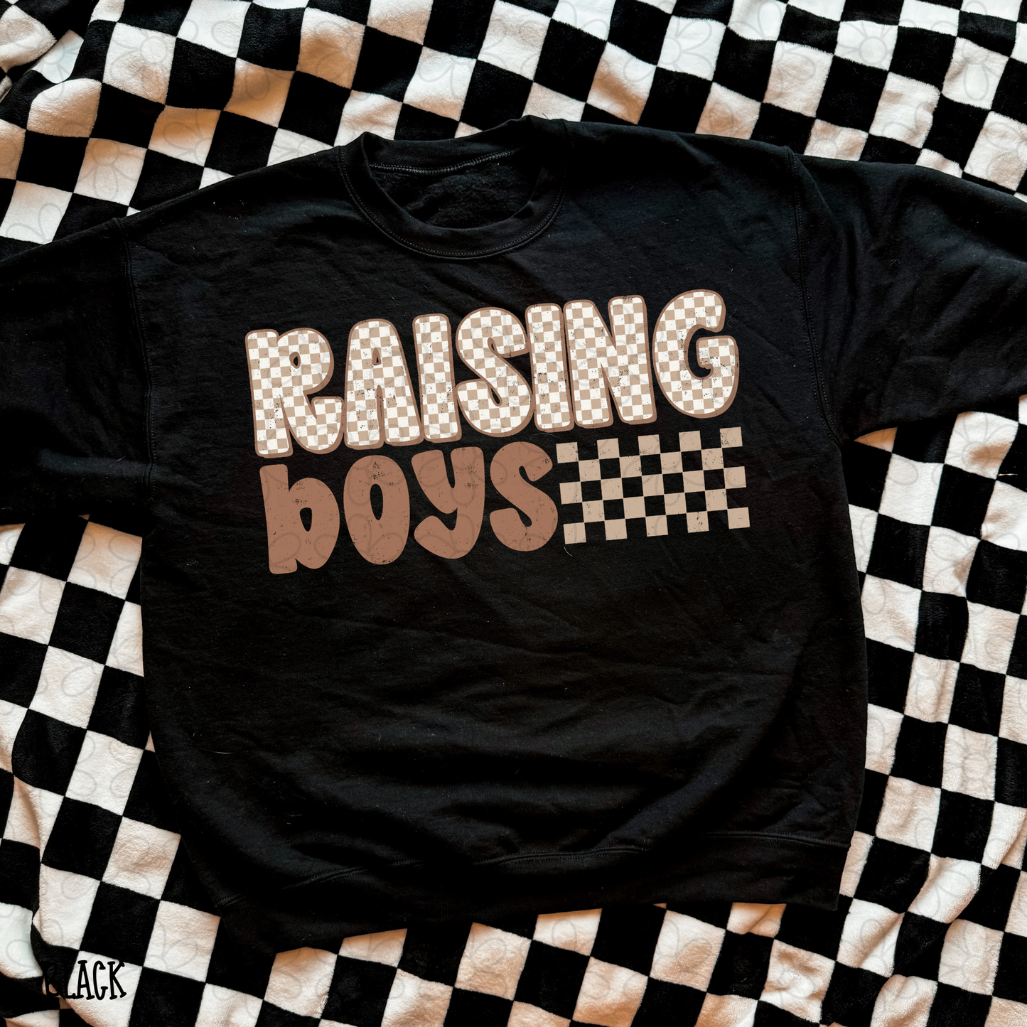 Raising Boys Brown Checkered Completed Tee