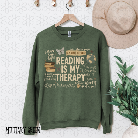 Reading Is My Therapy White Kids Completed Tee