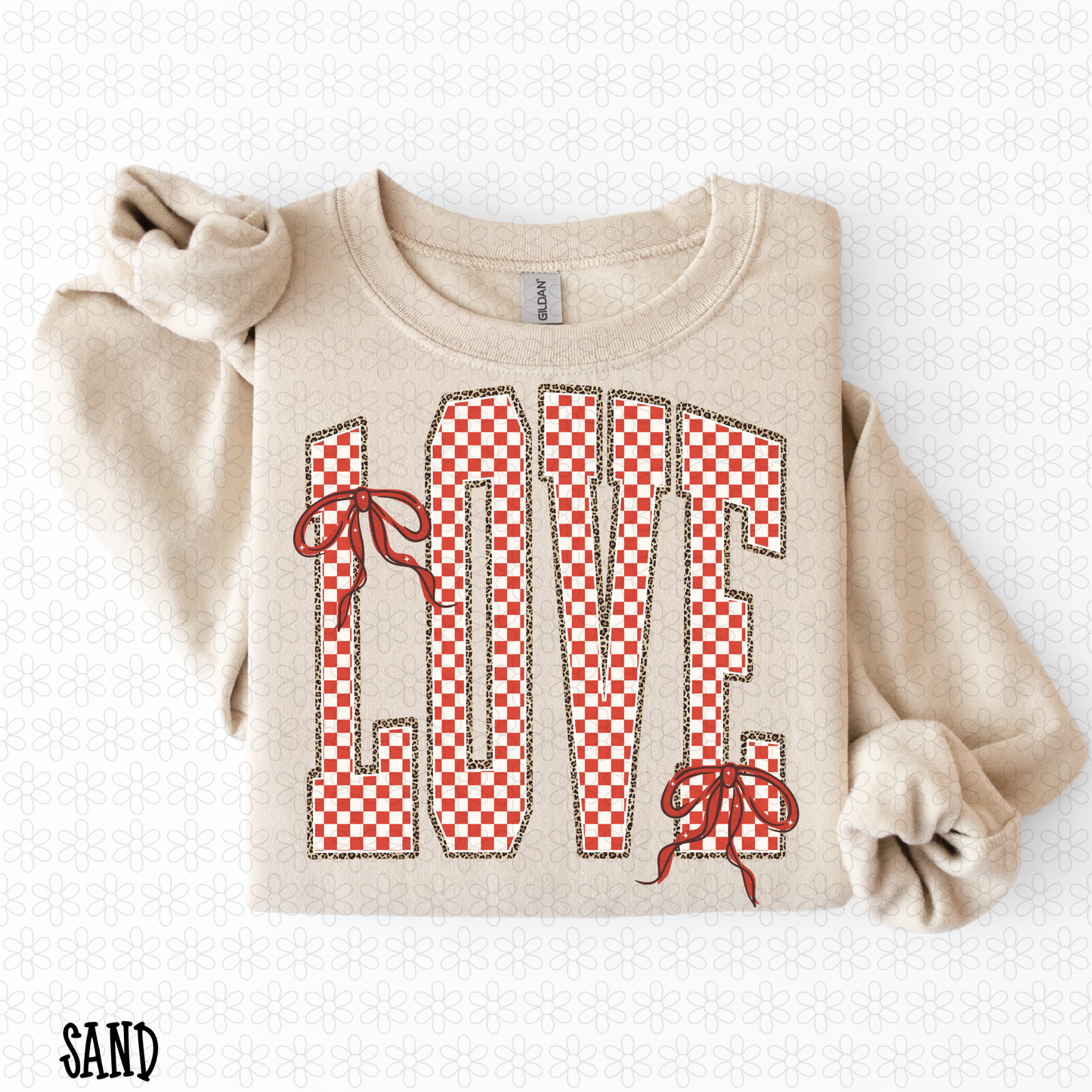 Red Bows Checkered Leopard Love Completed Tee