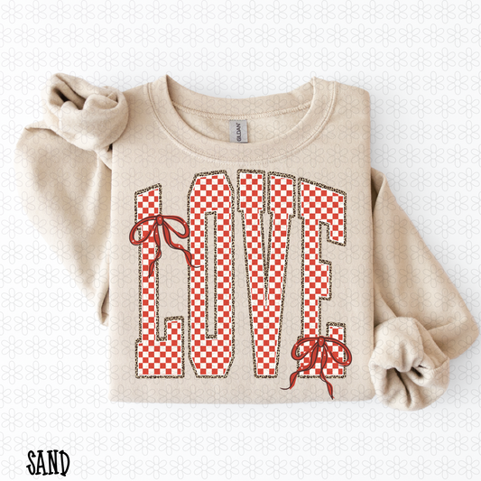 Red Bows Checkered Leopard Love Completed Tee