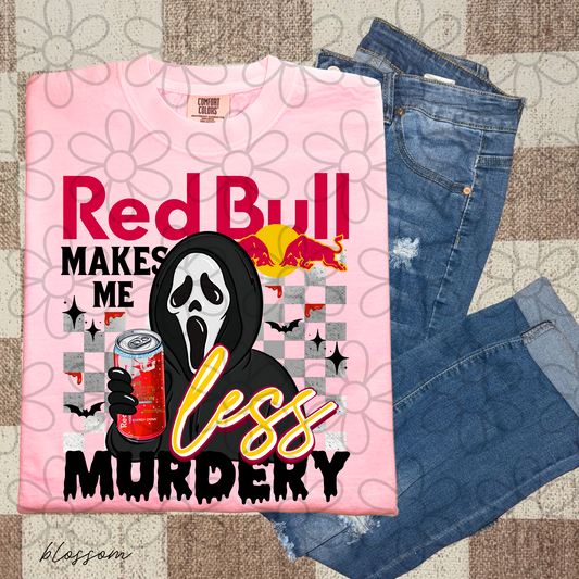 Red Bull Makes Me Less Murdery Completed Tee