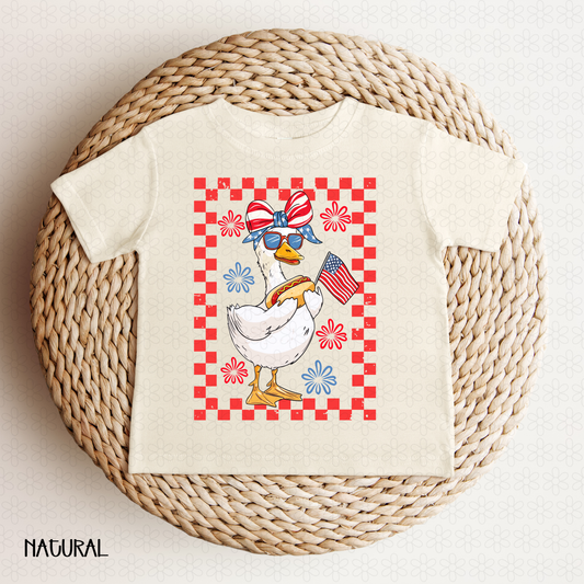 Red Checkered 4th of july goose Completed Tee