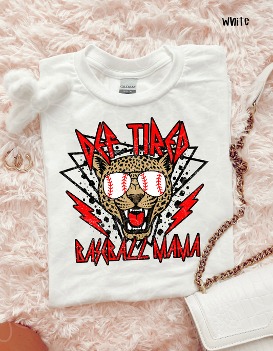 Red Def Tired Baseball MaMa Completed Tee