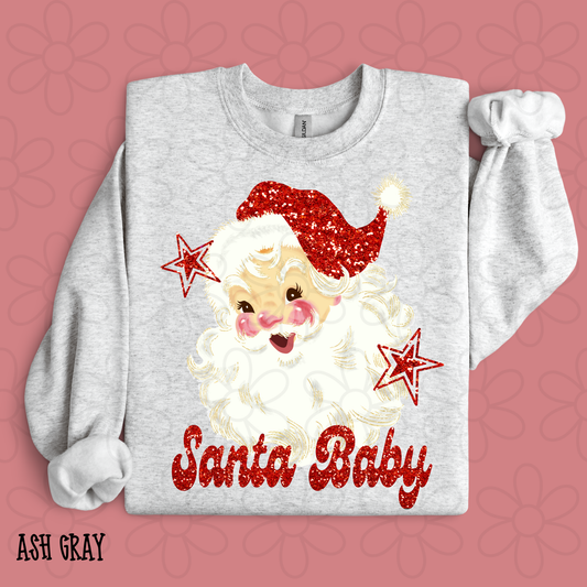 Red Santa Baby Sparkles Completed Tee