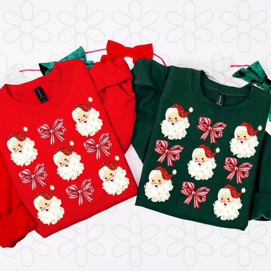 Red Santa Claus Coquette Bows Completed Tee