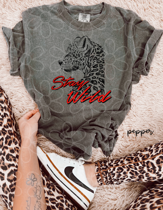 Red Stay Wild Tiger Kids Completed Tee