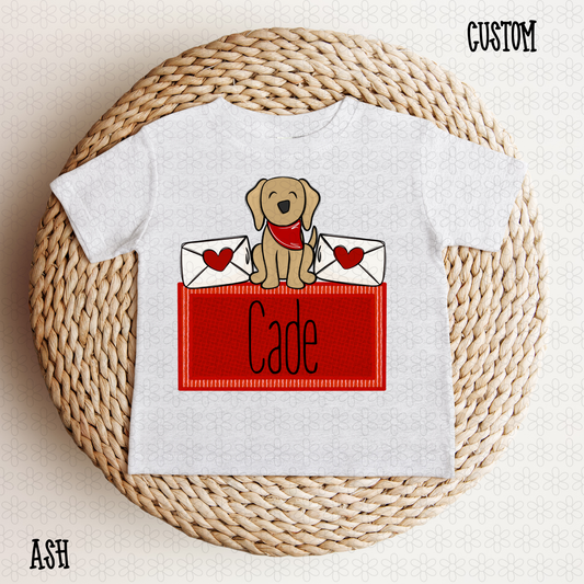 Red Valentines Dog Custom Name DTF Transfer