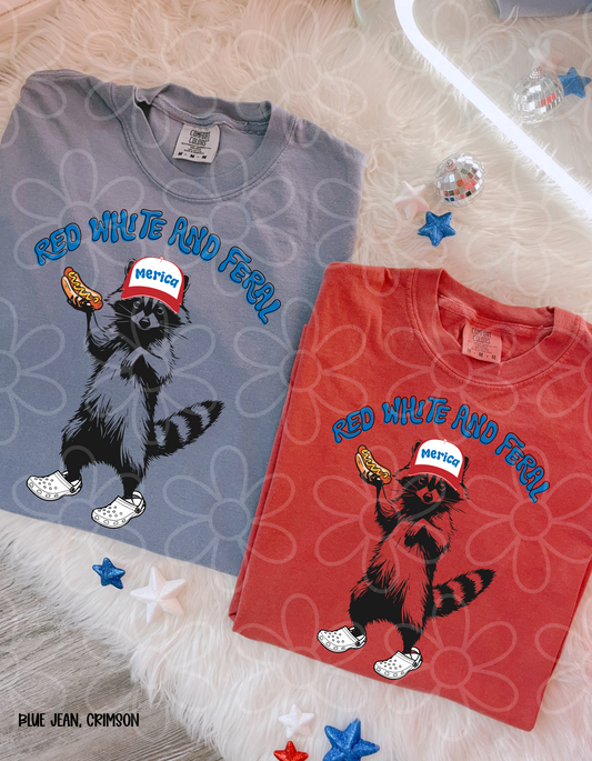 Red White and Feral Kids Completed Tee