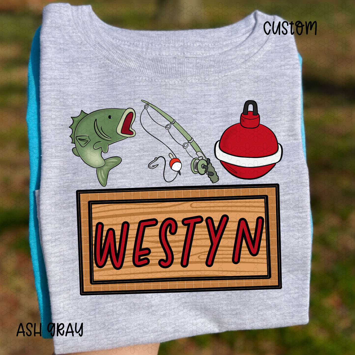 Red Fishing custom name plate Completed Tee