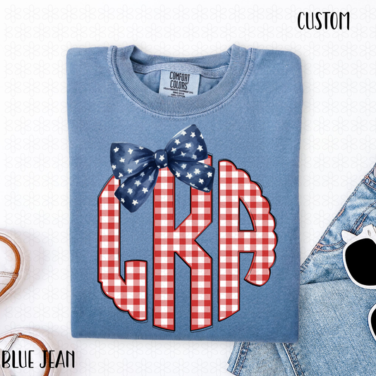 Red Gingham Monogram-Custom DTF Transfer