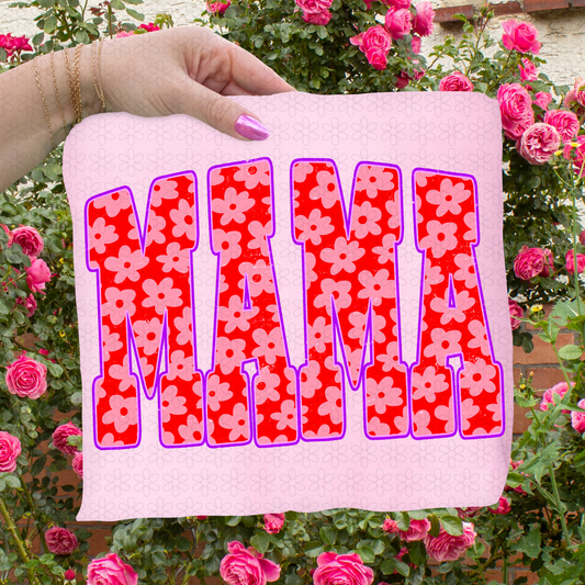 Red Pink Flower Mama Completed Tee