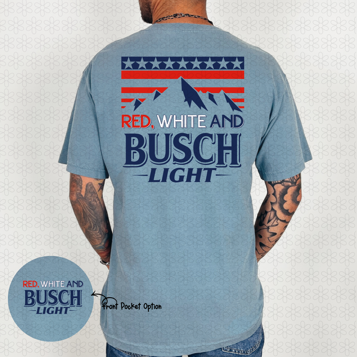 Red, White And Busch Completed Tee