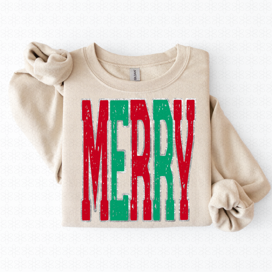 Red and Green Merry Completed Tee