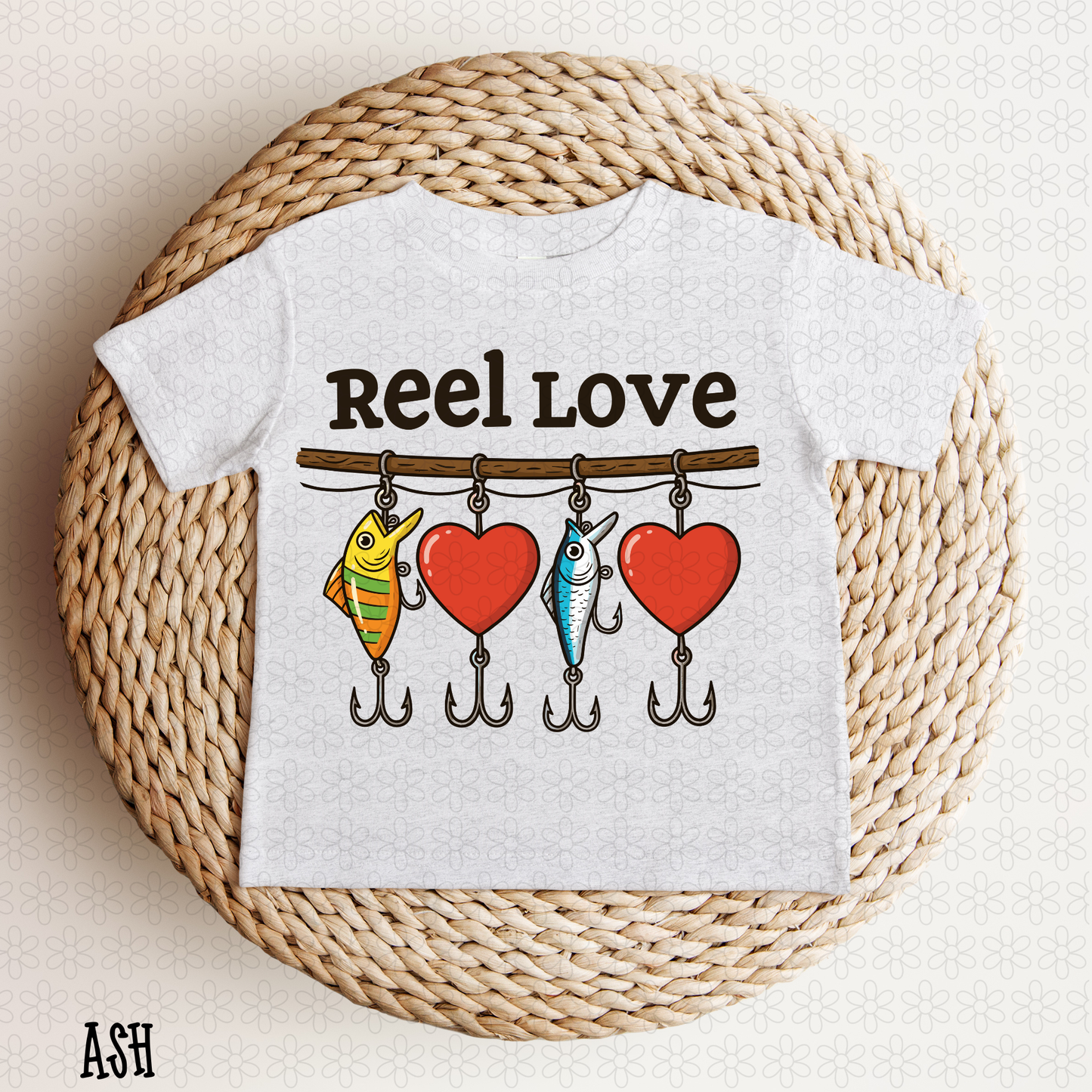 Reel Love Valentines Fish Completed Tee