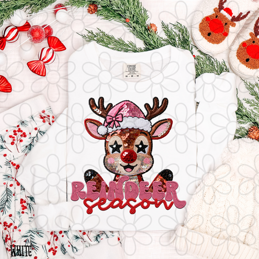 Reindeer Season Sequins Kids Completed Tee
