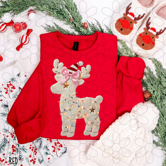 Reindeer Stars Christmas Lights Completed Tee