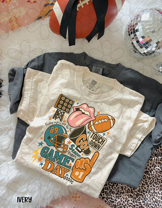 Retro Blue & Orange Game Day DTF Transfer