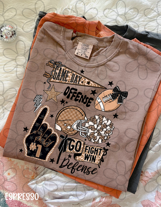 Retro Brown & Black Football Game Day Kids Completed Tee