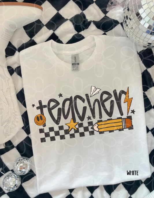Retro Checkered Teacher Completed Tee
