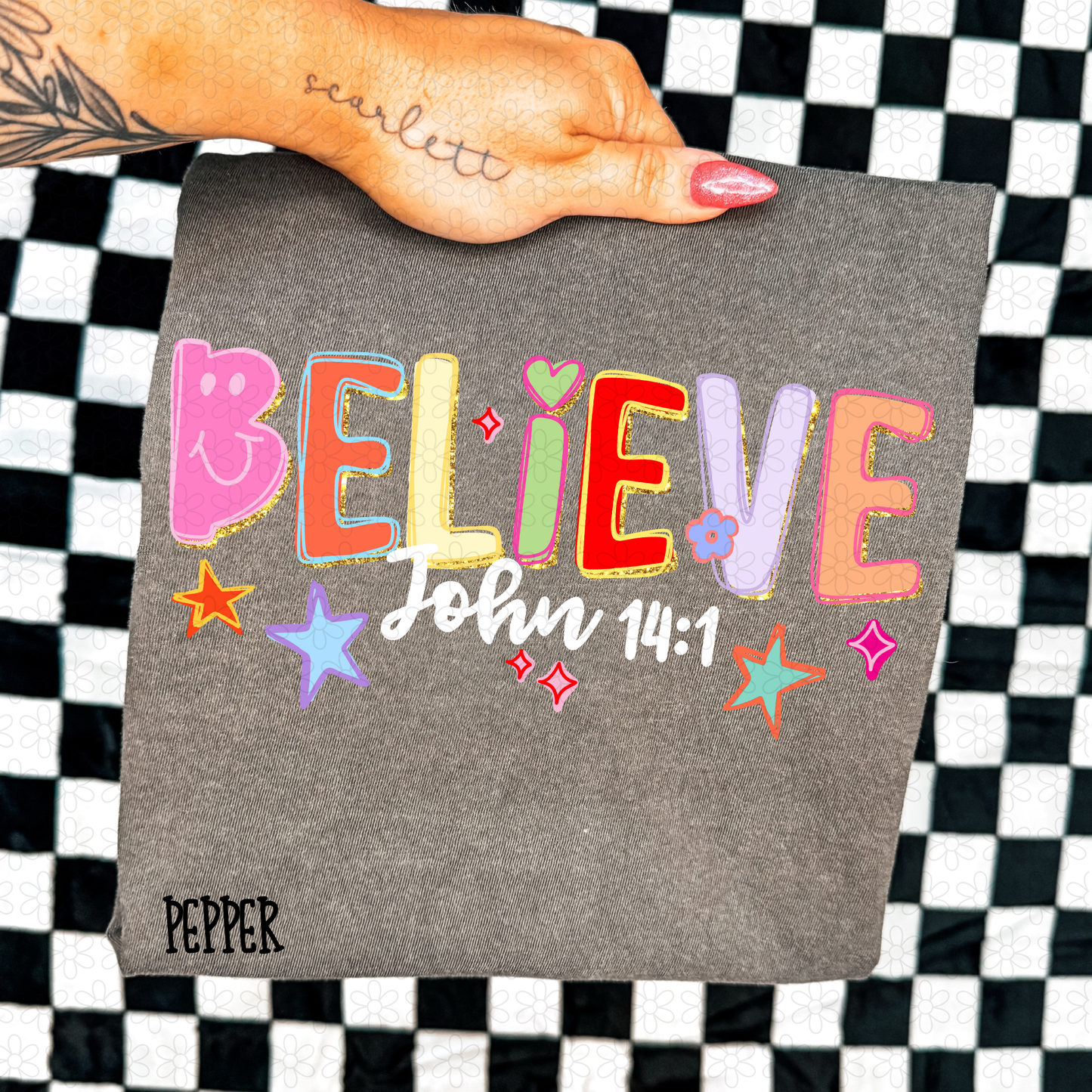 Retro Colorful Gold Religious Verses (Multiple Options) Kids Completed Tee