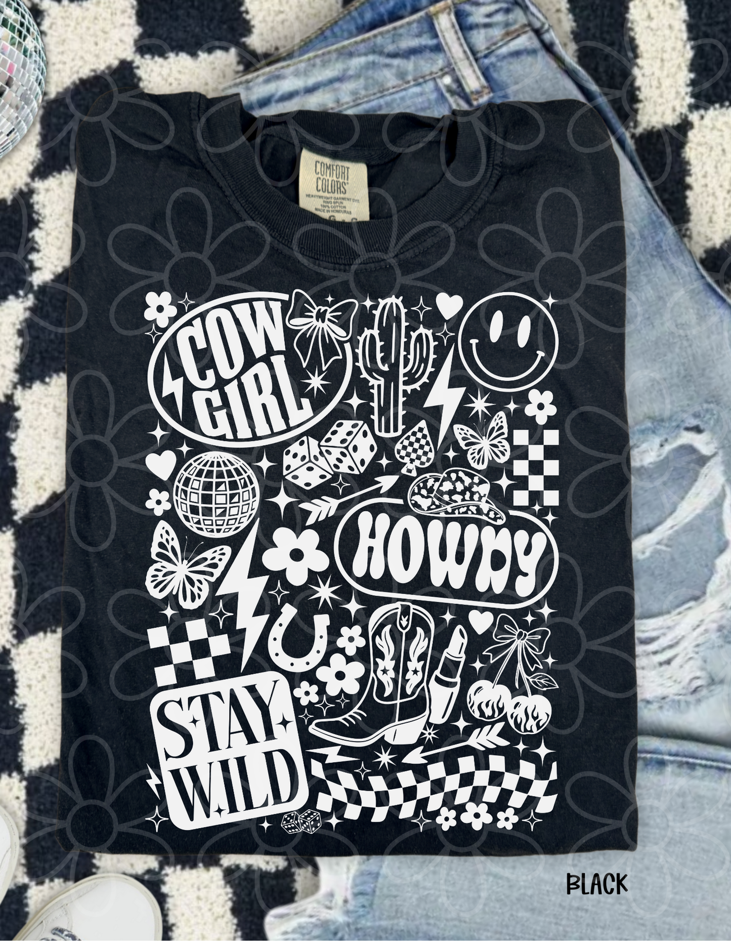 Retro Cowgirl Collage Completed Tee