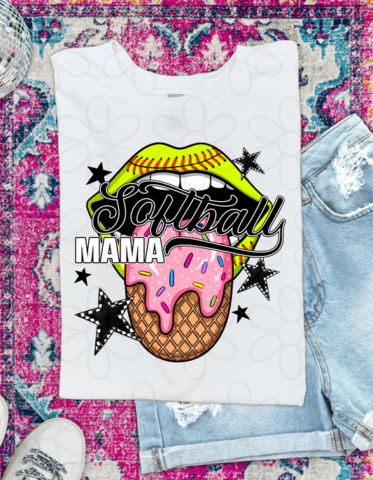 Retro Drip Softball MaMa Completed Tee