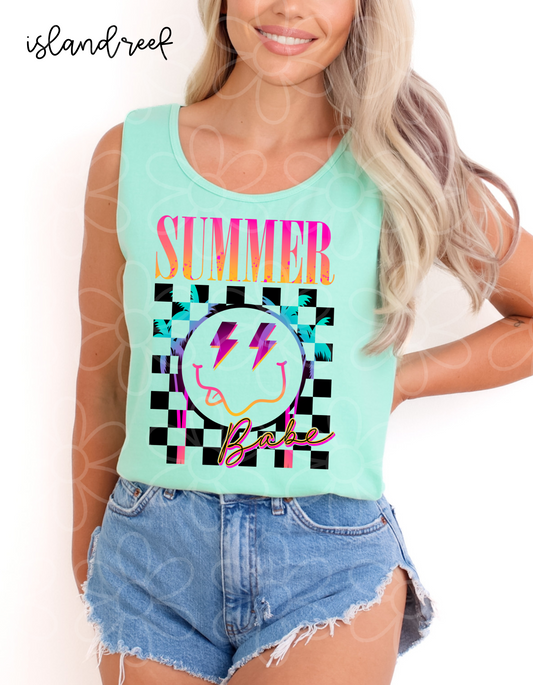 Retro Smiley Summer Babe Completed Tee