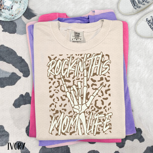 Rockin This Mom Life- White & Brown Completed Tee