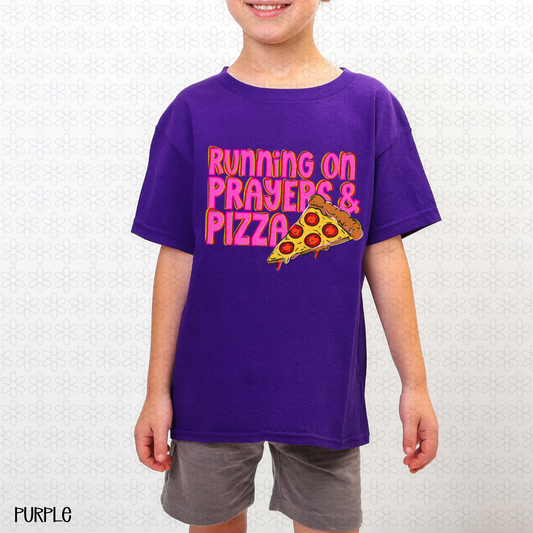 Running On prayers And Pizza- PINK DTF Transfer