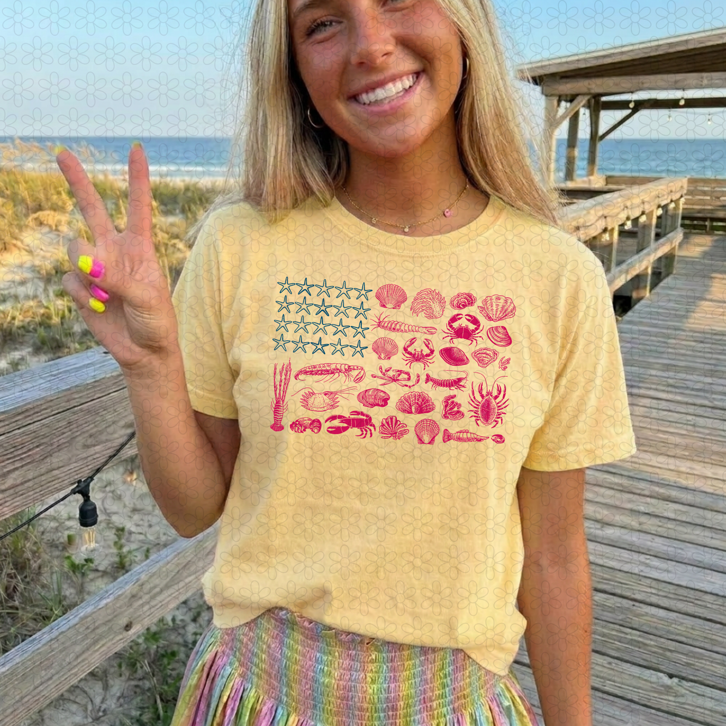 SEASHELL USA FLAG DTF Transfer