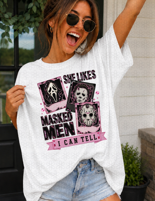 SHE LIKES MASKED MEN I CAN TELL Completed Tee