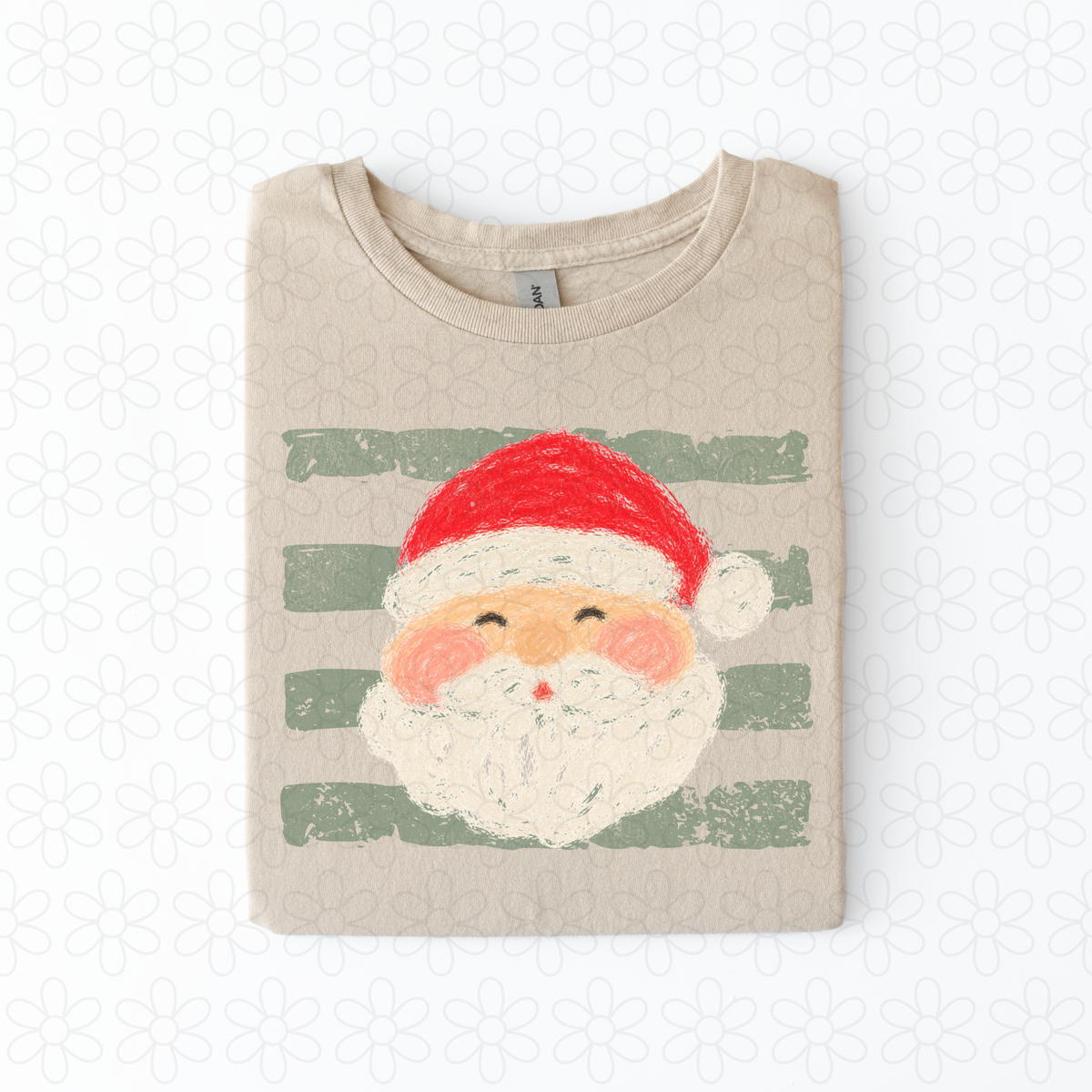 Santa- Stripes Christmas (Multiple Colors) Completed Tee