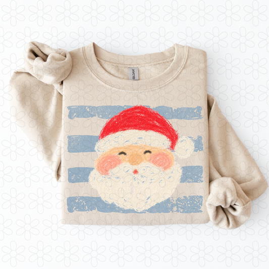 Santa- Stripes Christmas (Multiple Colors) Completed Tee