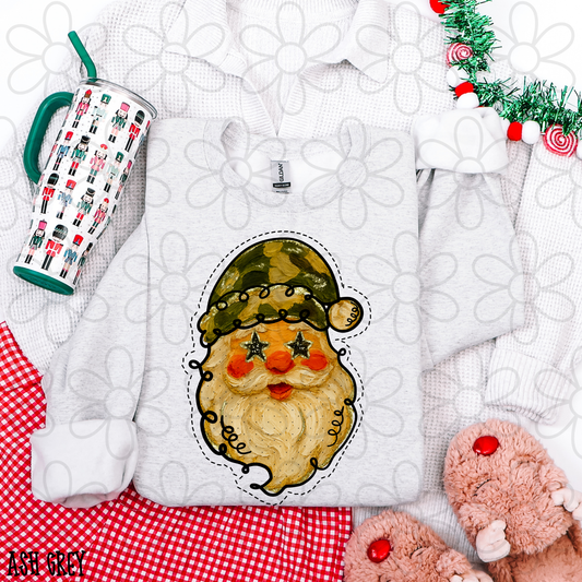 Santa Camo Hat Star Eyes DTF Transfer