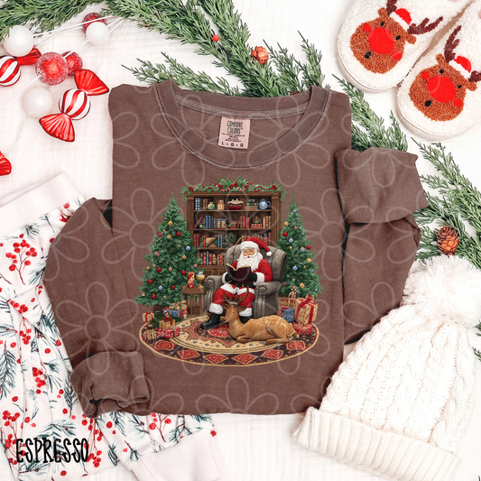 Santa Christmas Books Kids Completed Tee