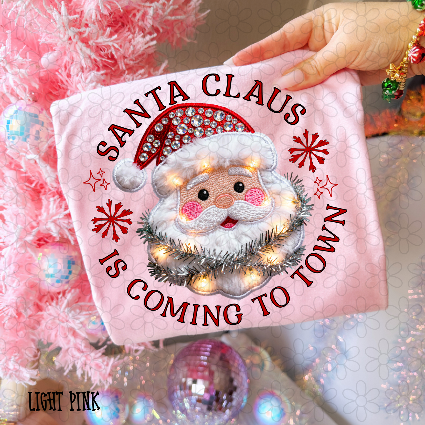 Santa Claus Is Coming To Town Lights Completed Tee