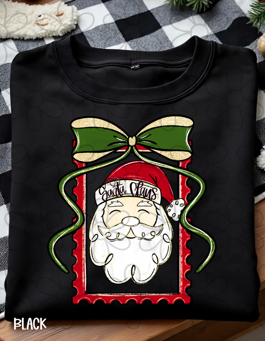 Santa Clause Stamp Bow Kids Completed Tee