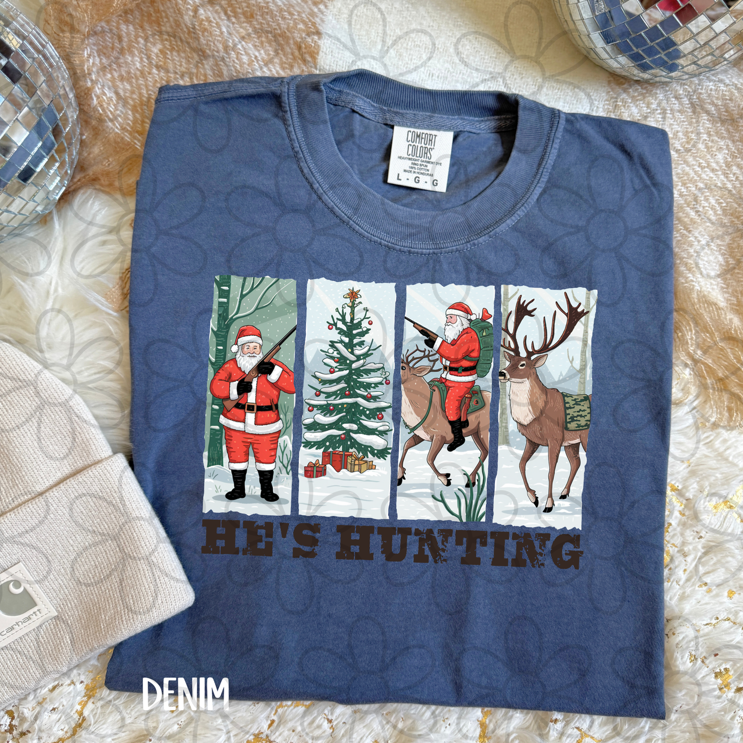 Santa He's Hunting Completed Tee