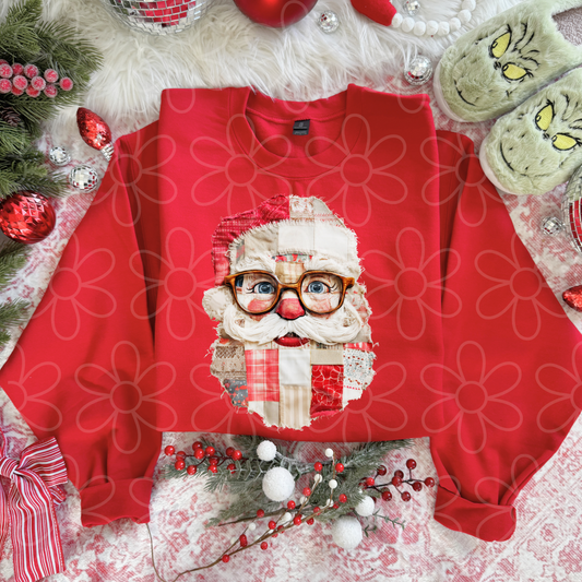 Santa Patchwork DTF Transfer
