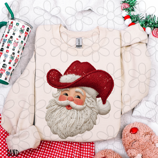 Santa Sequin Cowboy Hat Completed Tee