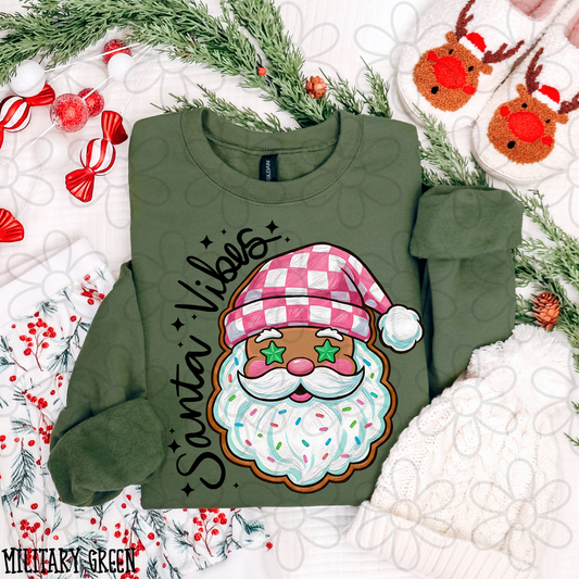 Santa Vibes Sprinkles Pink Checkered Hat DTF Transfer