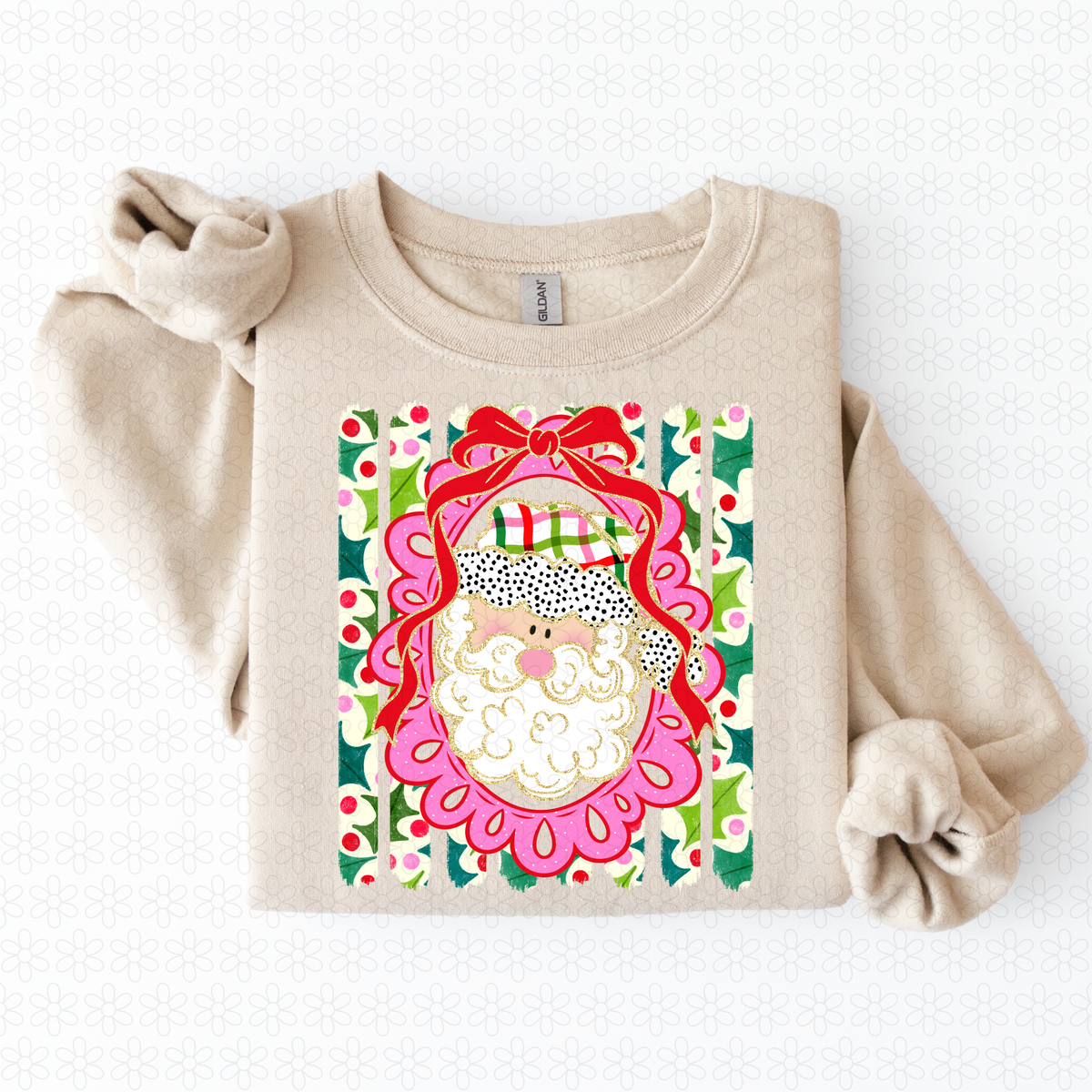 Santa frame Holly stripes Completed Tee